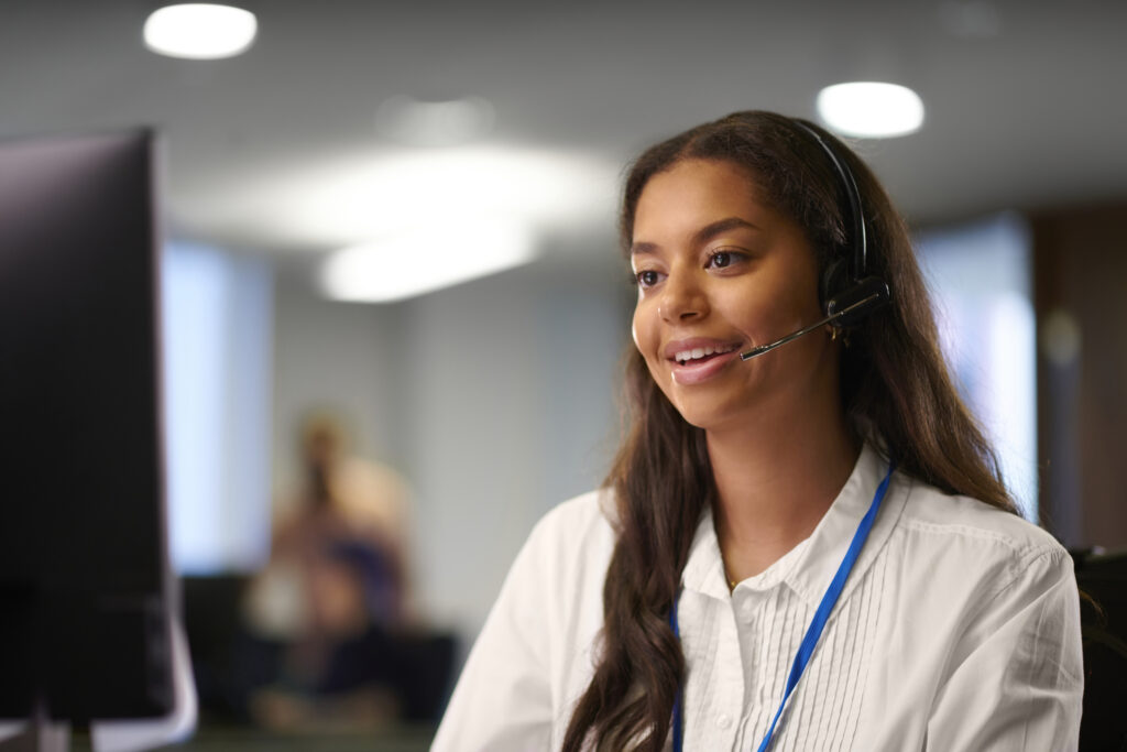 young woman working in customer service